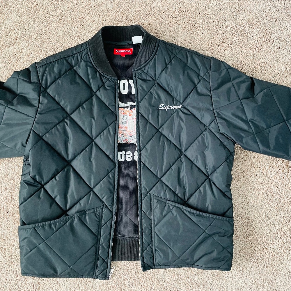 Supreme - ‘Quit Your Job’ Quilted Work Jacket (Black)